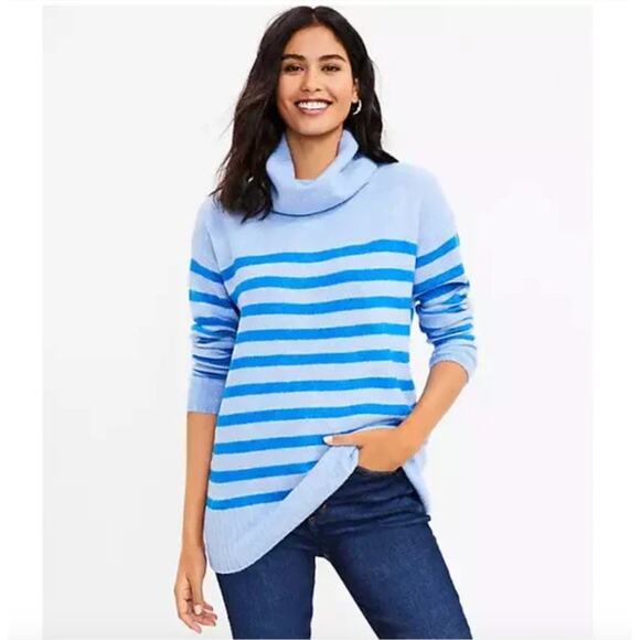 NWT LOFT Pink & Fuchsia Stripe Cowl Neck Tunic Sweater - Picture 7 of 7